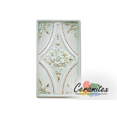 Изразец керамический ручной работы - "Цветочный с росписью"