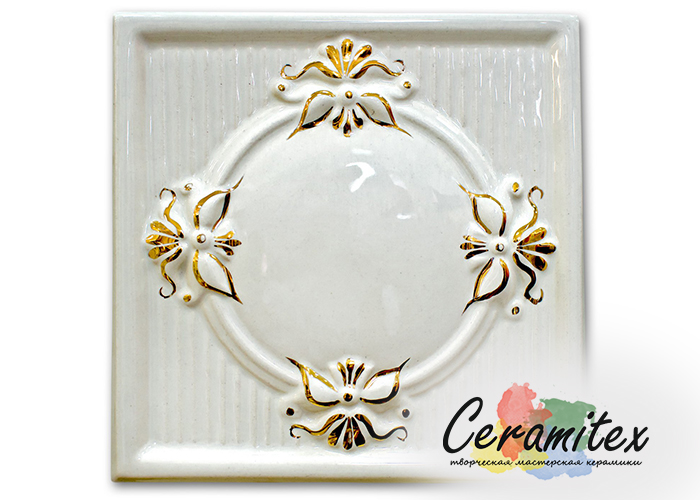 Изразец керамический ручной работы - "Купеческий" квадрат