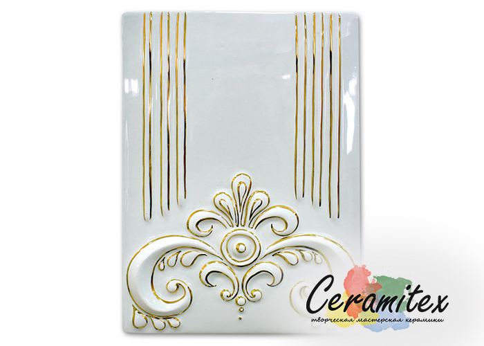 Изразец керамический ручной работы - "Декор рядовой"