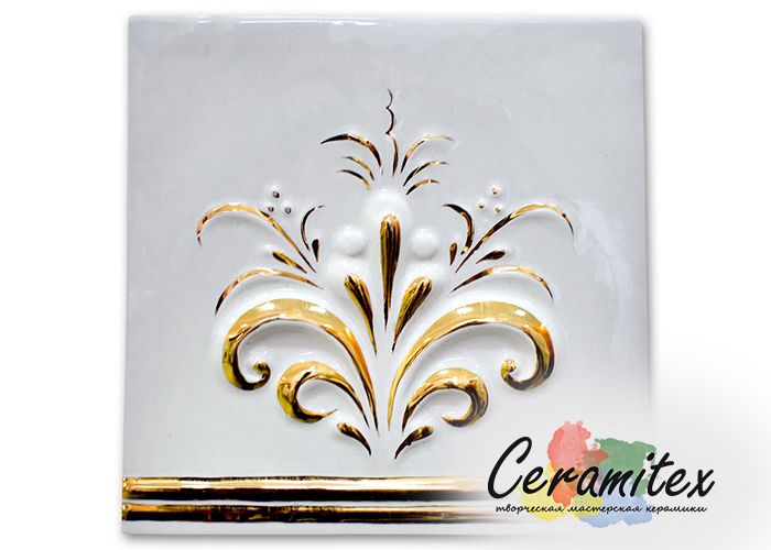 Изразец керамический ручной работы - "Ветка"