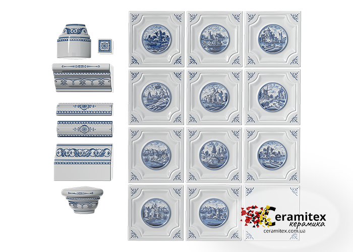 Изразцовый комплект ручной работы "Голландия"