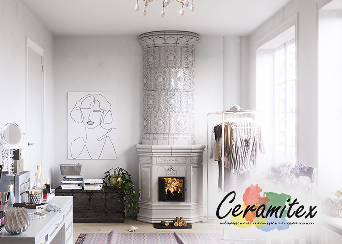 Изразцовый камин ручной работы "Скандинавия"