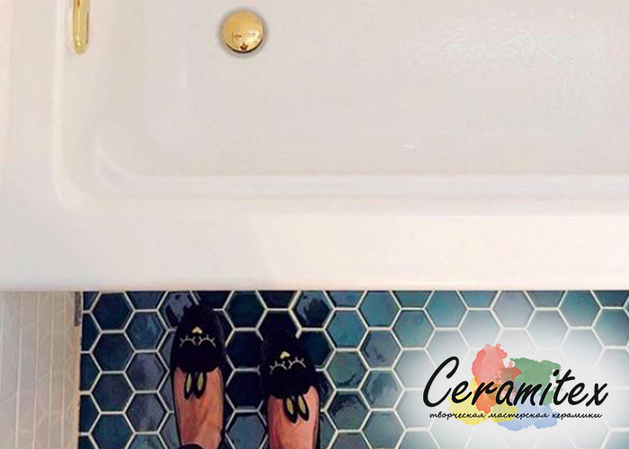 Мозайка ручной работы "Hexagon". Размер - 6,9*6,2