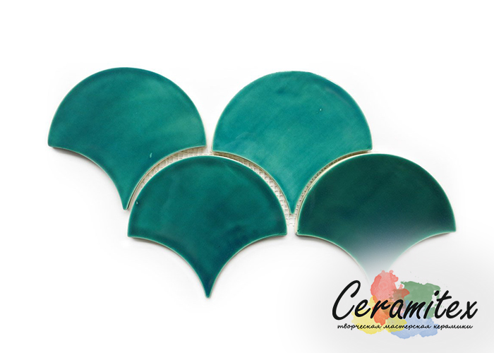 Плоская керамическая плитка ручной работы "Moroccan Fish". Размер - 14,3*12,7