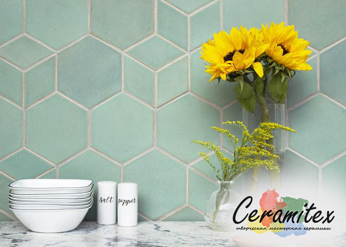 Плоская керамическая плитка ручной работы| Фирменный паттерн (узор) - Geo-Hex Pattern