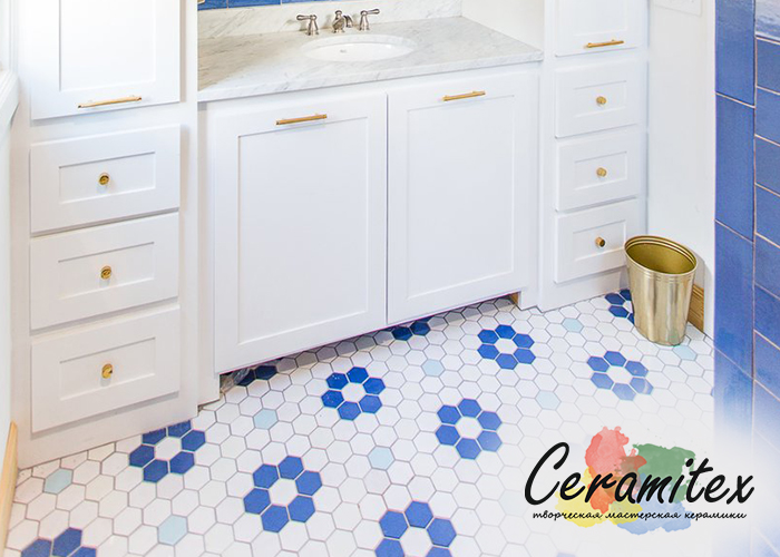 Плоская керамическая плитка ручной работы| Фирменный паттерн (узор) - Hexagon Flower Pattern