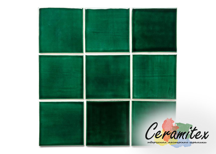 Плоская керамическая плитка ручной работы "Square". Размер - 10*10